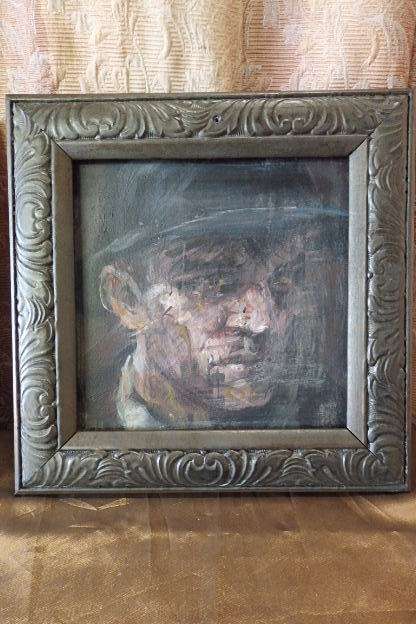 TWO BEAUTIFULLY FRAMED "PORTRAIT" OIL ON BOARD PAINTINGS OF A MAN AND WOMAN bid/painting