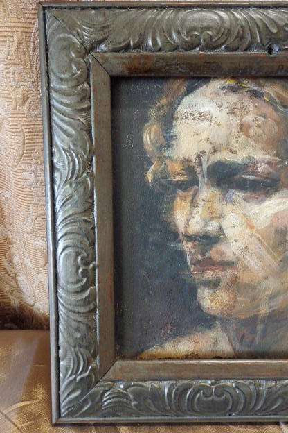 TWO BEAUTIFULLY FRAMED "PORTRAIT" OIL ON BOARD PAINTINGS OF A MAN AND WOMAN bid/painting