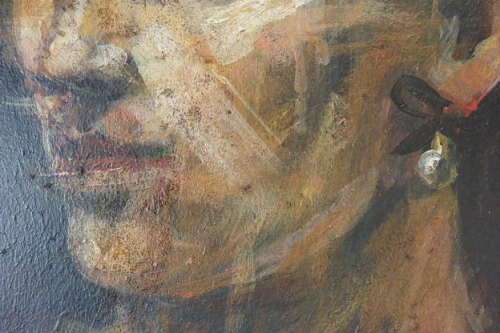 TWO BEAUTIFULLY FRAMED "PORTRAIT" OIL ON BOARD PAINTINGS OF A MAN AND WOMAN bid/painting