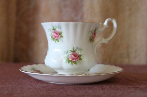 A BEAUTIFUL VINTAGE ROYAL ALBERT FINE BONE CHINA "FORGET-ME-NOT ROSE" CUP & SAUCER DUO - GORGEOUS!!