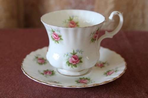 A BEAUTIFUL VINTAGE ROYAL ALBERT FINE BONE CHINA "FORGET-ME-NOT ROSE" CUP & SAUCER DUO - GORGEOUS!!