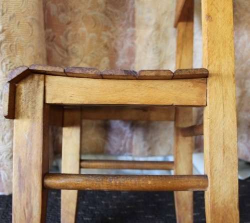 TWO INCREDIBLE AND BEAUTIFULLY MADE ANTIQUE? WOODEN KIDDIES CHAIRS IN GOOD CONDITION bid/chair