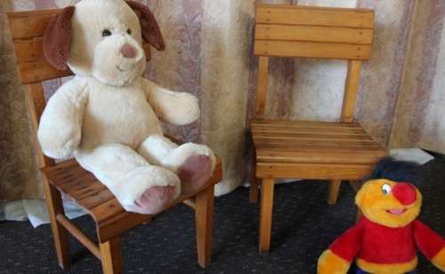 TWO INCREDIBLE AND BEAUTIFULLY MADE ANTIQUE? WOODEN KIDDIES CHAIRS IN GOOD CONDITION bid/chair