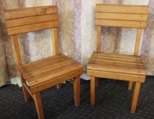 TWO INCREDIBLE AND BEAUTIFULLY MADE ANTIQUE? WOODEN KIDDIES CHAIRS IN GOOD CONDITION bid/chair
