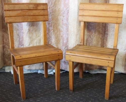 TWO INCREDIBLE AND BEAUTIFULLY MADE ANTIQUE? WOODEN KIDDIES CHAIRS IN GOOD CONDITION bid/chair