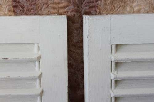 A FANTASTIC PAIR OF "WHITE" SOLID TEAK WINDOW "SHUTTERS" IN GREAT CONDITION