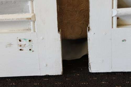 A FANTASTIC PAIR OF "WHITE" SOLID TEAK WINDOW "SHUTTERS" IN GREAT CONDITION