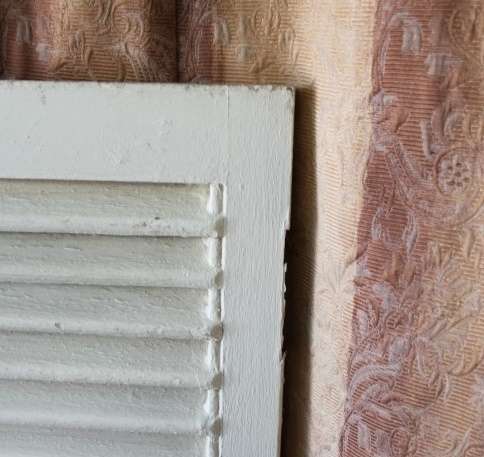 AN AWESOME PAIR OF "WHITE" SOLID TEAK WINDOW "SHUTTERS" IN GREAT CONDITION