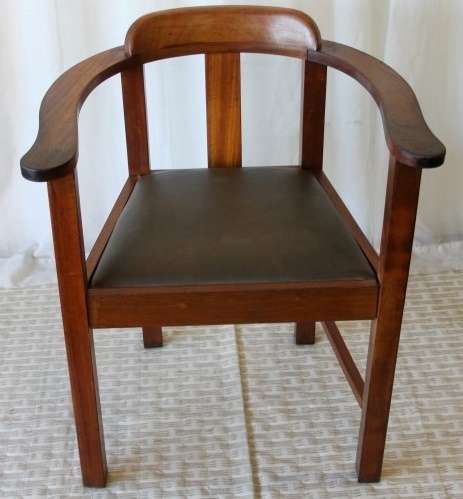 Two stunning antique solid Teak Captain's Chairs w/ period vinyl seats in good condition - Bid/Chair