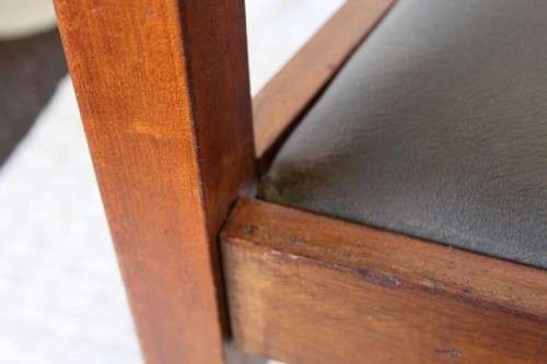 Two stunning antique solid Teak Captain's Chairs w/ period vinyl seats in good condition - Bid/Chair