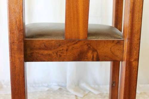 Two stunning antique solid Teak Captain's Chairs w/ period vinyl seats in good condition - Bid/Chair