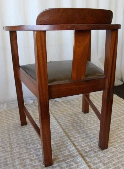 Two stunning antique solid Teak Captain's Chairs w/ period vinyl seats in good condition - Bid/Chair