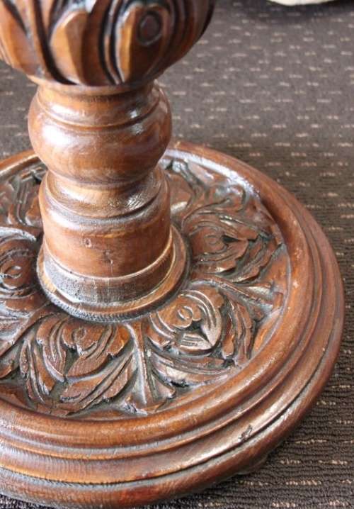 A MAGNIFICENT ANTIQUE SOLID TEAK PEDESTAL STAND w/ EXQUISITE ORNATE CARVED DETAILING