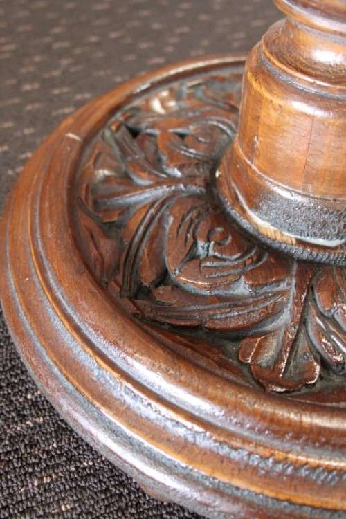 A MAGNIFICENT ANTIQUE SOLID TEAK PEDESTAL STAND w/ EXQUISITE ORNATE CARVED DETAILING