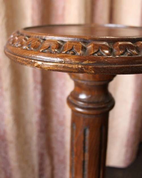 A MAGNIFICENT ANTIQUE SOLID TEAK PEDESTAL STAND w/ EXQUISITE ORNATE CARVED DETAILING