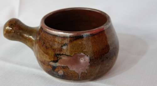AN AWESOME VINTAGE BROWN STONEWARE GRAVY BOWL & NUTS JAR SET IN WONDERFUL CONDITION!!!