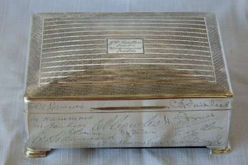 An exquisite antique (1902) hallmarked sterling silver engraved cigar/ cigarette box