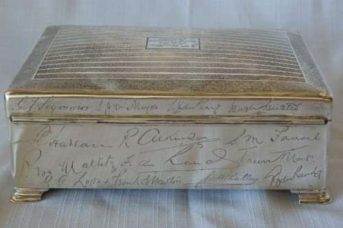 An exquisite antique (1902) hallmarked sterling silver engraved cigar/ cigarette box