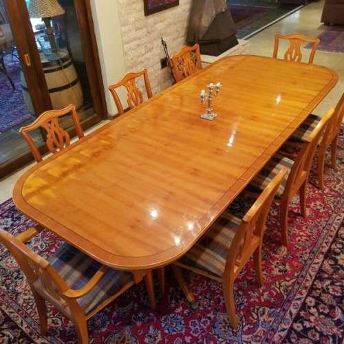 ***make an offer*** ORIGINAL "GORDON FRASER" YEW WOOD CHIPPENDALE 8 - 10 SEATER DINING ROOM SUITE
