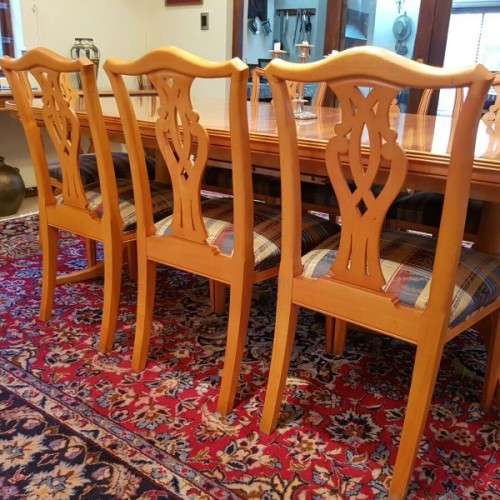 ***make an offer*** ORIGINAL "GORDON FRASER" YEW WOOD CHIPPENDALE 8 - 10 SEATER DINING ROOM SUITE