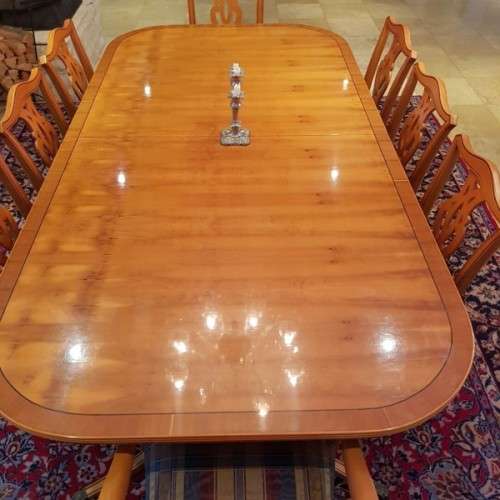 ***make an offer*** ORIGINAL "GORDON FRASER" YEW WOOD CHIPPENDALE 8 - 10 SEATER DINING ROOM SUITE