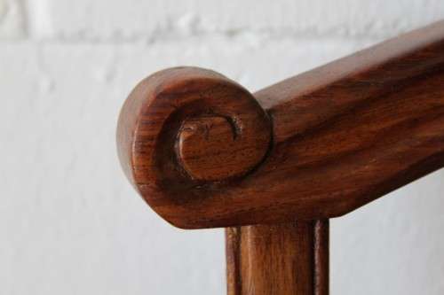 Two beautiful solid Stink Wood Ball & Claw occasional arm chairs with wicker backrests!!! bid/chair