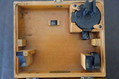 An incredible antique Carl Zeiss Jena theodolite surveyor in the original box with accessories