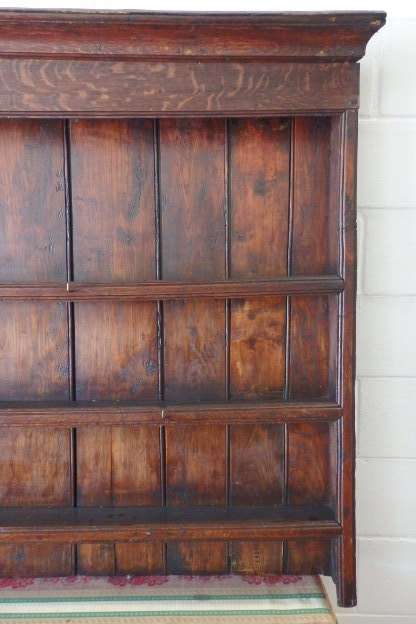 An incredible large antique (c. mid 1800s) oak wall display cabinet w/ three spacious shelves