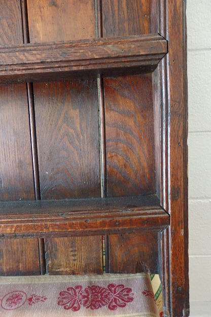 An incredible large antique (c. mid 1800s) oak wall display cabinet w/ three spacious shelves