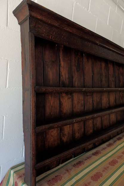 An incredible large antique (c. mid 1800s) oak wall display cabinet w/ three spacious shelves