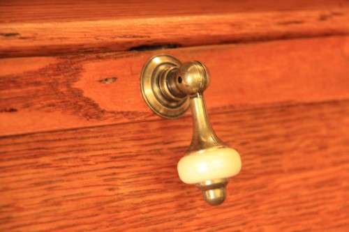 An awesome solid oak writing desk/ cabinet with incredible stained glass panels and ornate handles