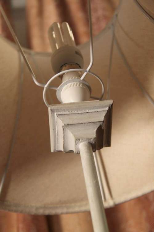 Two beautiful and elegant "tall" occasional table/ bedside lamps with white shades bid/lamp