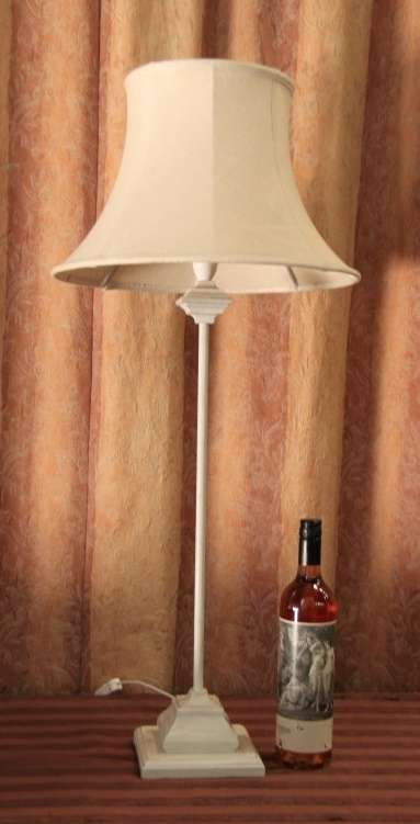 Two beautiful and elegant "tall" occasional table/ bedside lamps with white shades bid/lamp