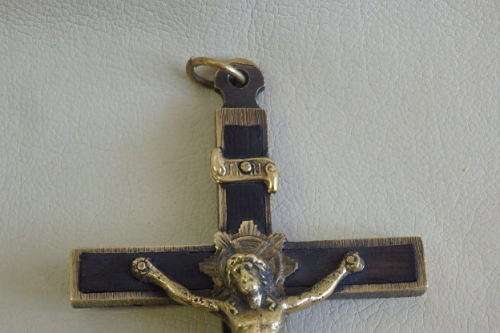 An incredibly rare antique (c1850's) solid brass and Ebony wood Crucifix with "scull & cross bones"