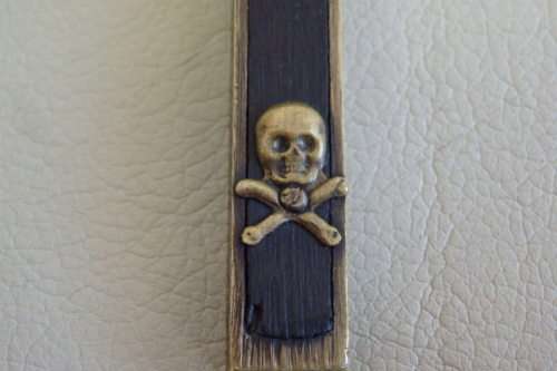 An incredibly rare antique (c1850's) solid brass and Ebony wood Crucifix with "scull & cross bones"