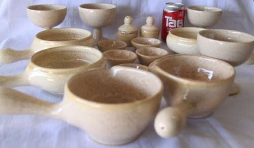 A beautiful job-lot of assorted stoneware crockery including soup bowls, boats, goblets and more