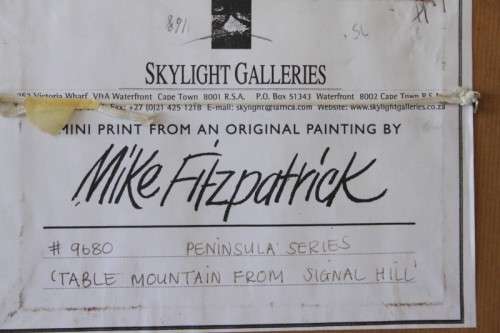 A wonderful framed Mike Fitzpatrick "Peninsula Series" print of "Table Mountain from Signal Hill"
