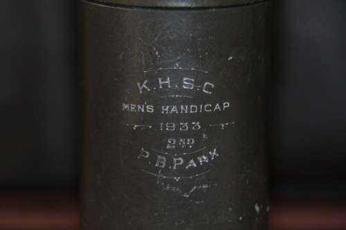 An amazing antique (c1933) rare engraved pewter vase in wonderful condition