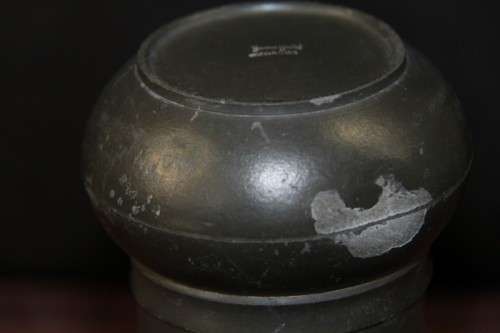 An amazing antique (c1933) rare engraved pewter vase in wonderful condition