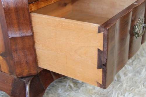 Spectacular large "gabled" ball and claw display cabinet with glass shelves and two drawers | RS17