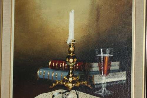 A truly spectacular signed original Denzil Herring (1940 - 2008) "still life" oil on canvas painting