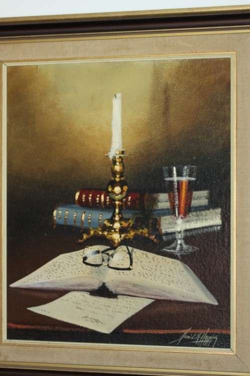 A truly spectacular signed original Denzil Herring (1940 - 2008) "still life" oil on canvas painting