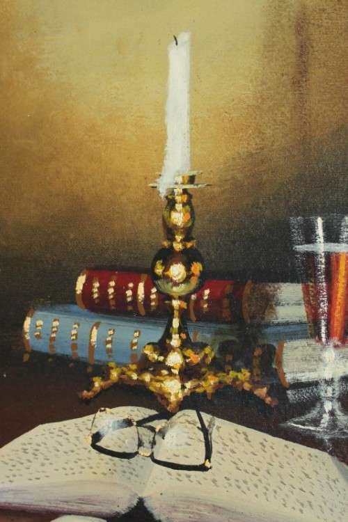 A truly spectacular signed original Denzil Herring (1940 - 2008) "still life" oil on canvas painting