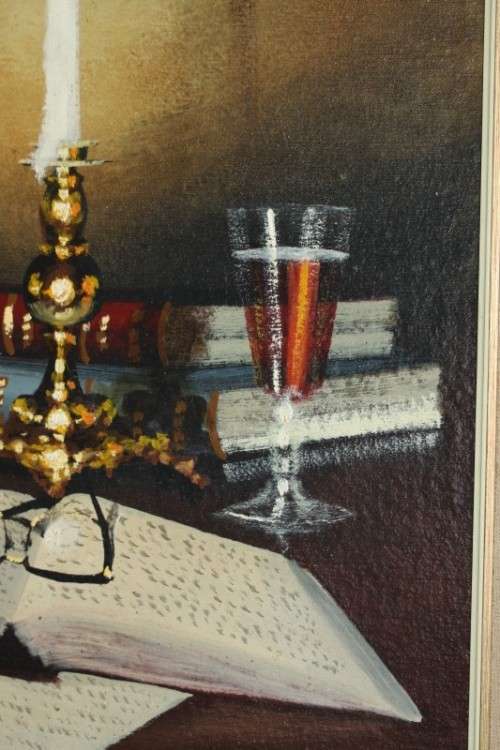 A truly spectacular signed original Denzil Herring (1940 - 2008) "still life" oil on canvas painting
