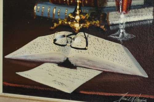 A truly spectacular signed original Denzil Herring (1940 - 2008) "still life" oil on canvas painting