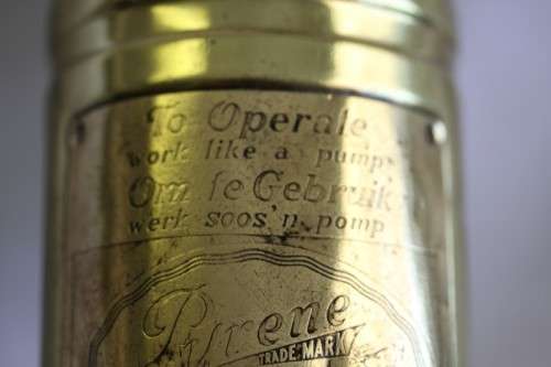 An incredible original antique (c1928) Solid brass "The Pyrene Company Ltd" fire extinguisher
