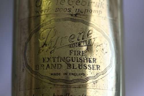An incredible original antique (c1928) Solid brass "The Pyrene Company Ltd" fire extinguisher