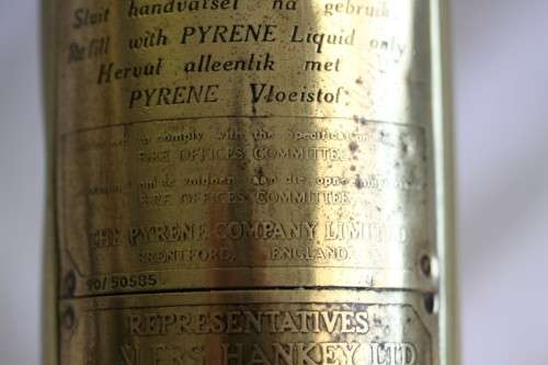 An incredible original antique (c1928) Solid brass "The Pyrene Company Ltd" fire extinguisher