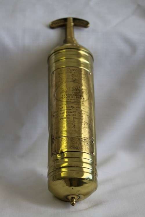 An incredible original antique (c1928) Solid brass "The Pyrene Company Ltd" fire extinguisher
