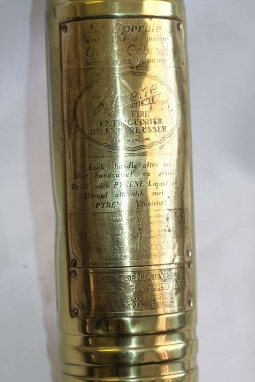 An incredible original antique (c1928) Solid brass "The Pyrene Company Ltd" fire extinguisher